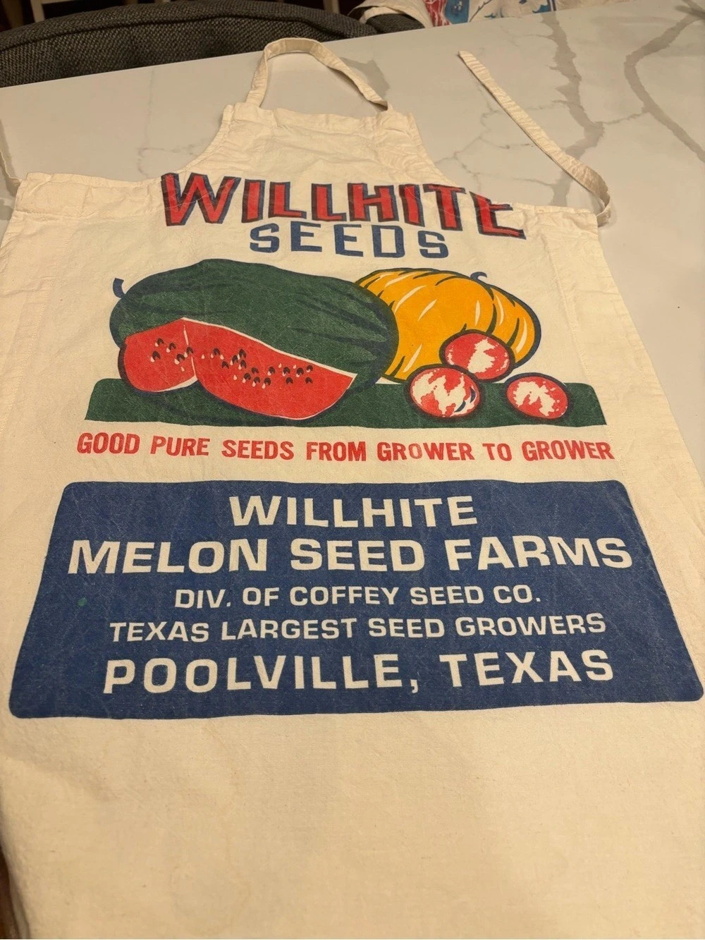 Seed Farm Graphic Apron White & Red